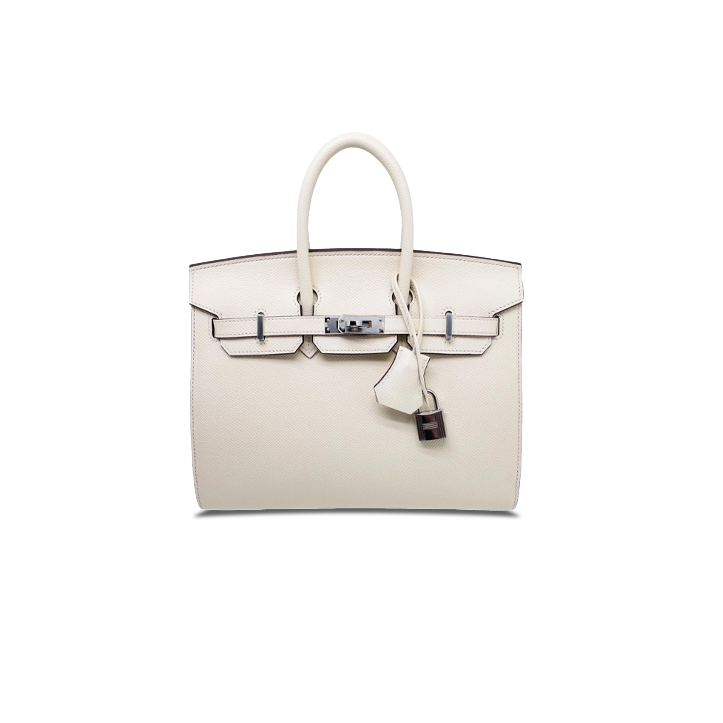 HERMES MASTER BIRKIN 25 EPSOM LEATHER CREAM WHITE SILVER BUCKLE HANDBAG 24062877 (25*20*13cm)